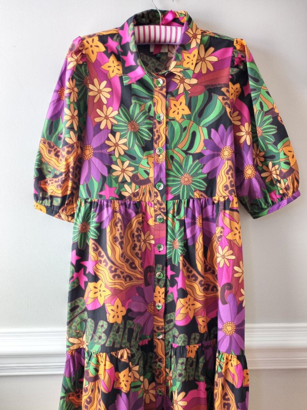 'FARM RIO' Maxi Dress Puff Sleeve Size XL EUC *Worn once 100% Cotton